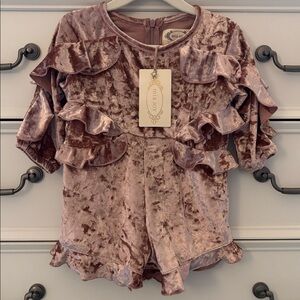 NWT Mia Joy Joyfolie Little Girl Veronica Romper Blush Velvet Size 2